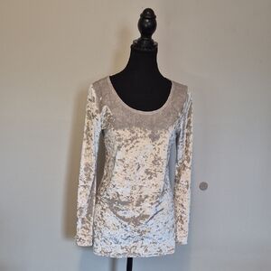 Elegant Velvet Long Sleeve Top - S